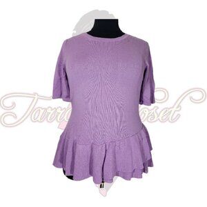 Isaac Mizrahi Live! Peplum Purple Sweater Sz L
